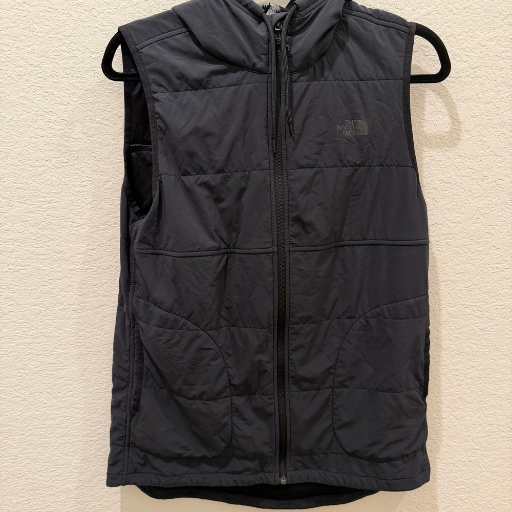 The North Face Womens Black Hooded Puffer Vest Full Zip Quilted Size Medium